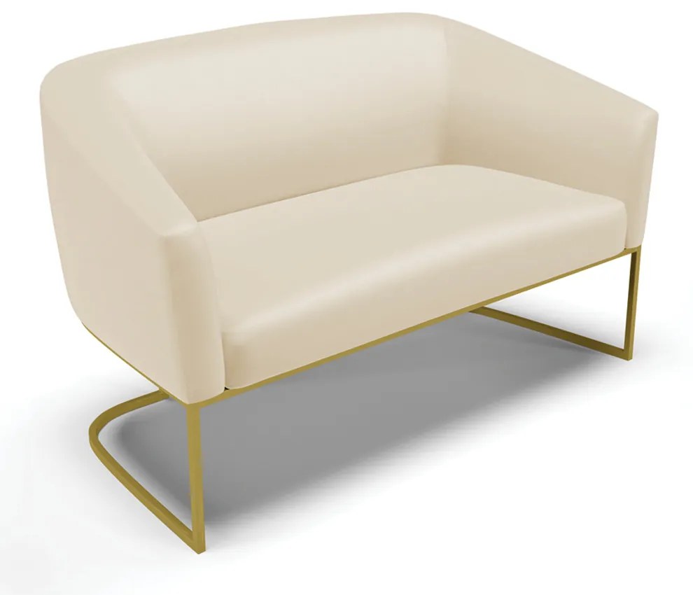 Sofá Namoradeira e Poltrona Industrial Dourado Stella Sintético D03 - D'Rossi - Bege