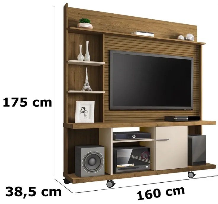 Home Theater Taurus Ripado Cinamomo Com Off White – Bechara Móveis