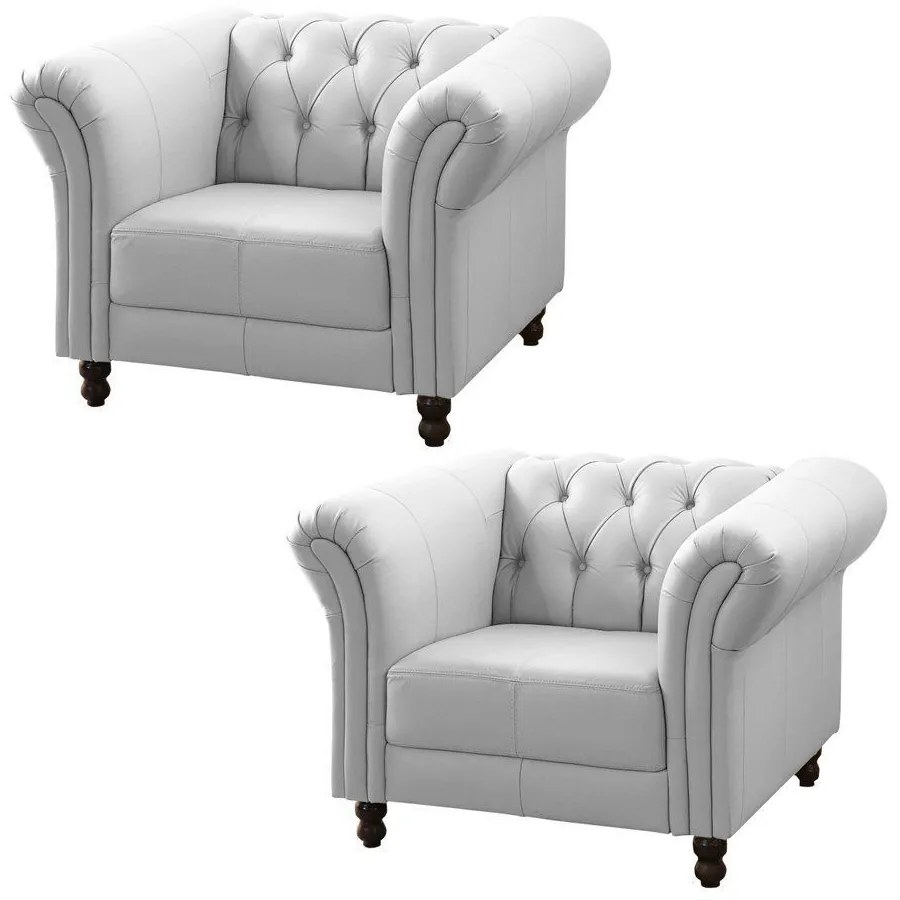 Kit 2 Poltronas Decorativa MaggioreCouro Branco G58 - Gran Belo