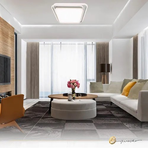 Plafon Hoop 72W Multicolor Branco Bivolt 38X38 | Opus Hm 82901 (Dourado)