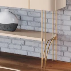 Aparador Para Sala Gianni e Mesa Alane H01 Off White/Castanho - Mpozen