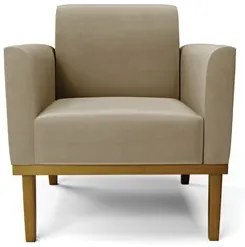 Poltrona Base Madeira Castanho Kit 2 Maressa Suede Marrom RT - Ibiza