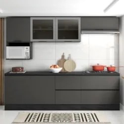 Armário de Cozinha CP03 e Tampo Grace Grafite Z44           - Mpozenat