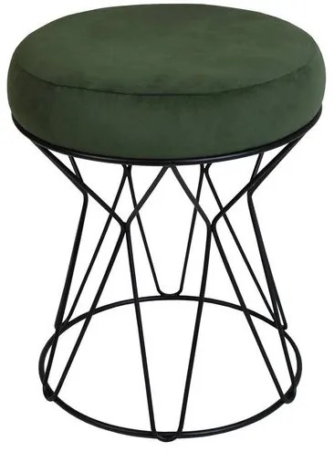 Puff Cost Veludo Verde Base Aco Preta 51cm - 60240 Sun House
