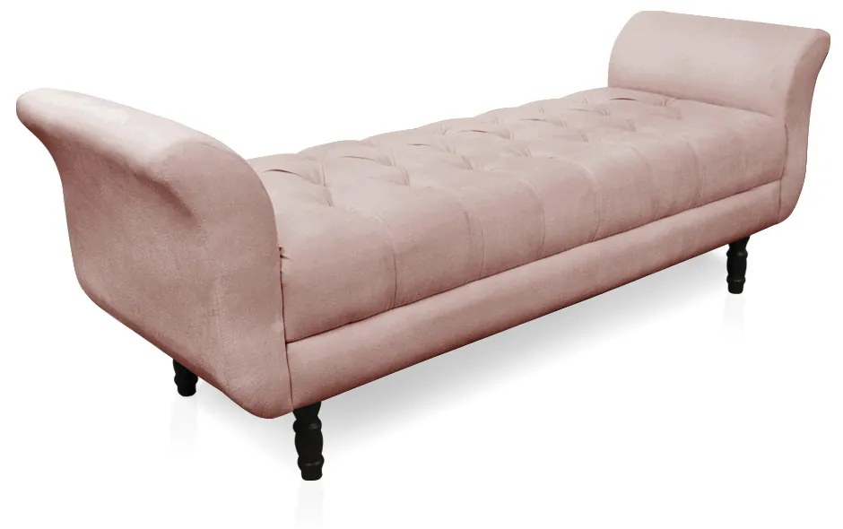 Recamier Olinda Veludo 160 cm Pés Torneados Castanhos - D'Rossi - Rose