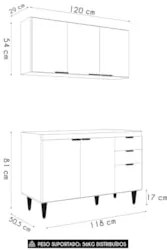 Armário de Cozinha CP01 Para Pia 120cm Pérola Z34 Branco - Mpozenat