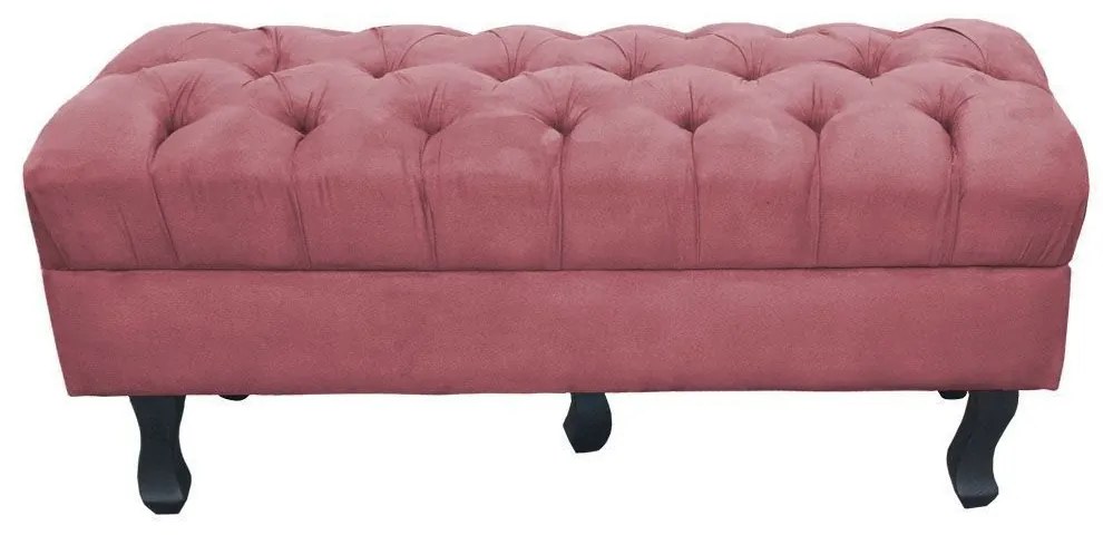 Puff Retro Luis Xv Capitonê 1 Metro Suede Rose - D'Rossi