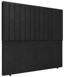 Cabeceira Cama Box King 193cm Estofada Plutus Veludo Preto Z04 - Mpoze