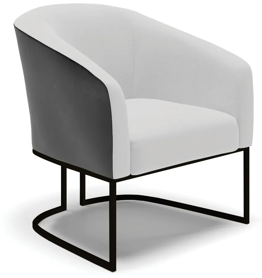 Poltrona Decorativa Industrial Preto Stella Preto/Linho Cinza D03 - D'Rossi