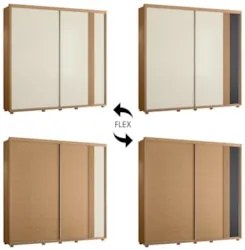 Guarda Roupa Casal 240cm 2 Portas Aline Flex A02 Off/Titanium - Mpozen
