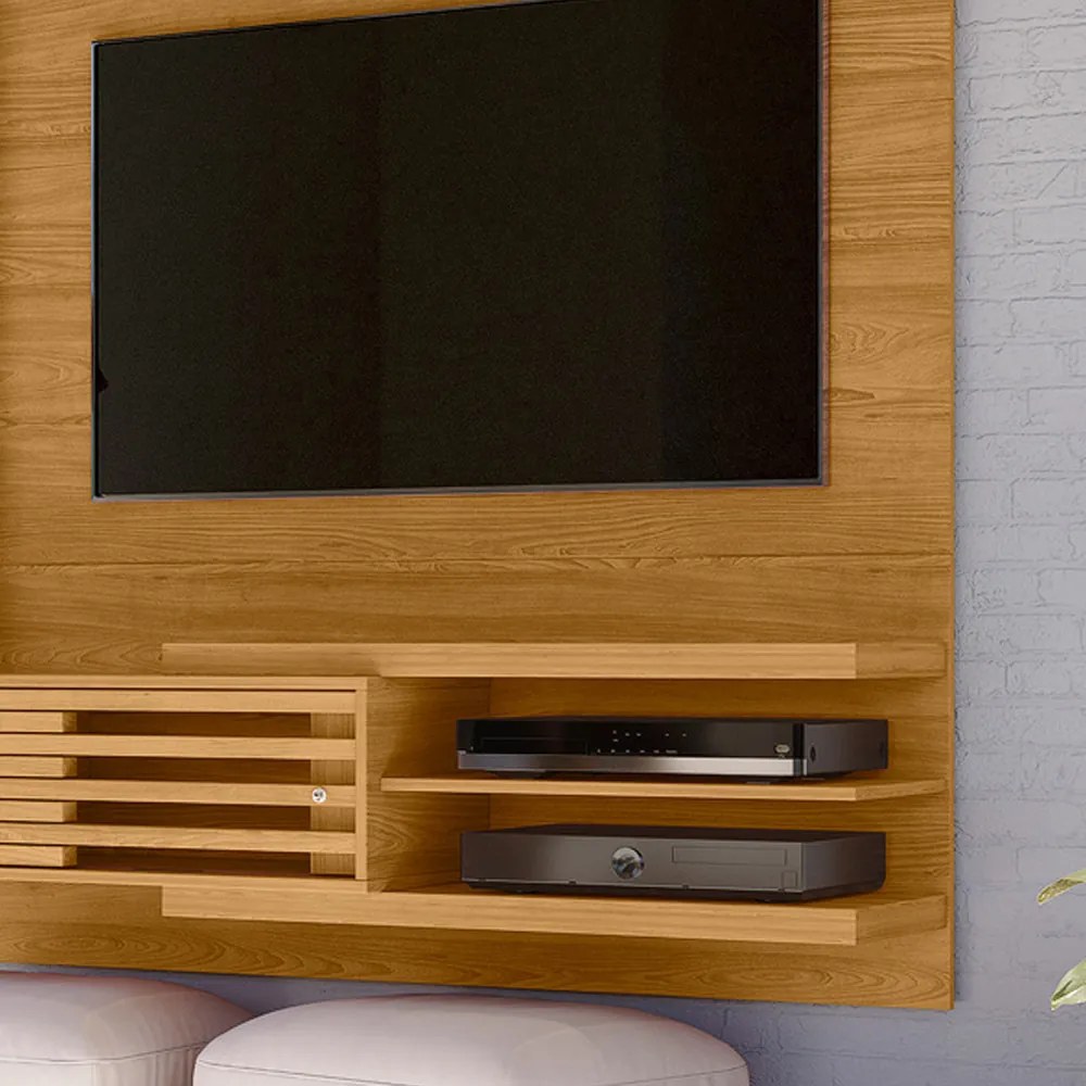 Painel TV 55 Pol 182cm Bancada Suspensa para Sala Romelli M20 - D'Rossi - Cumaru