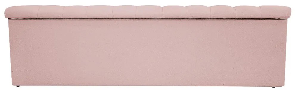 Recamier Baú Estofada Mel 140 cm Casal Com Capitonê  Suede Rosê - ADJ Decor