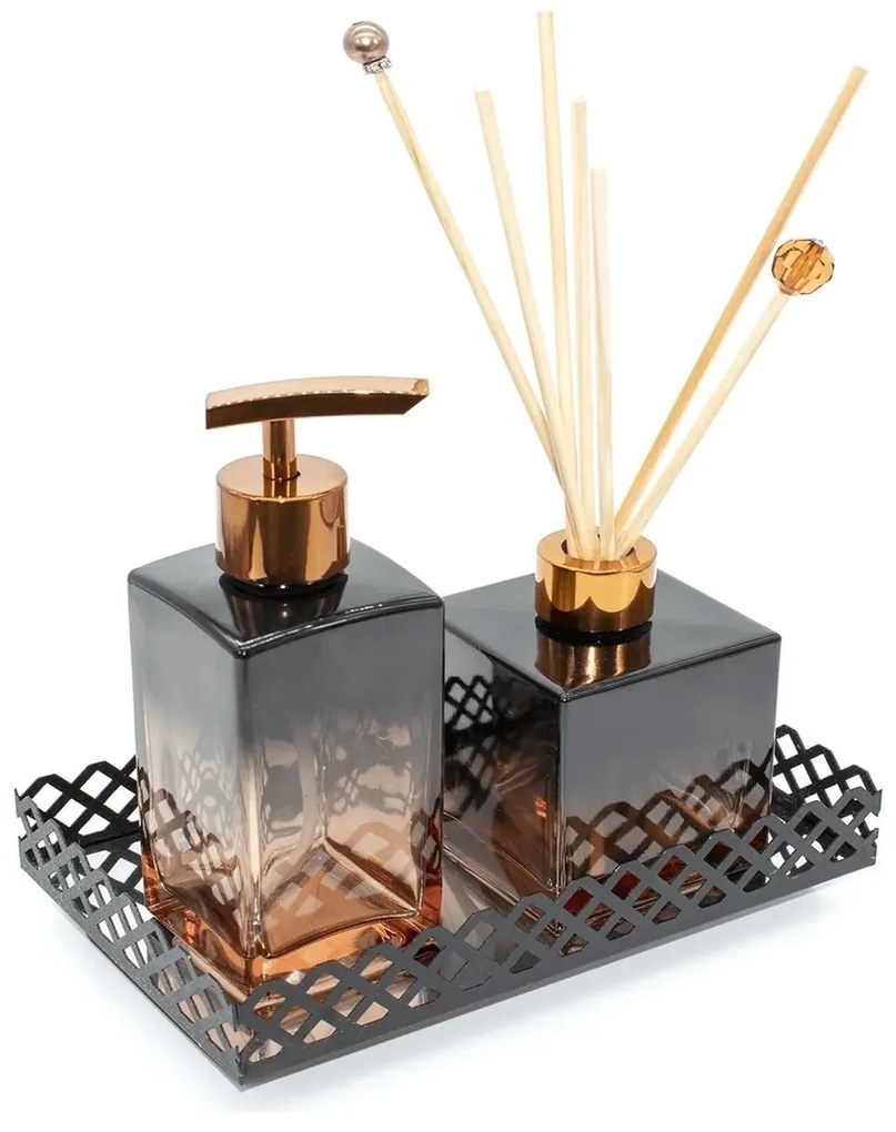 Bandeja Lavabo Decorativa Espelhada Retangular Plataforma Decoração Preta