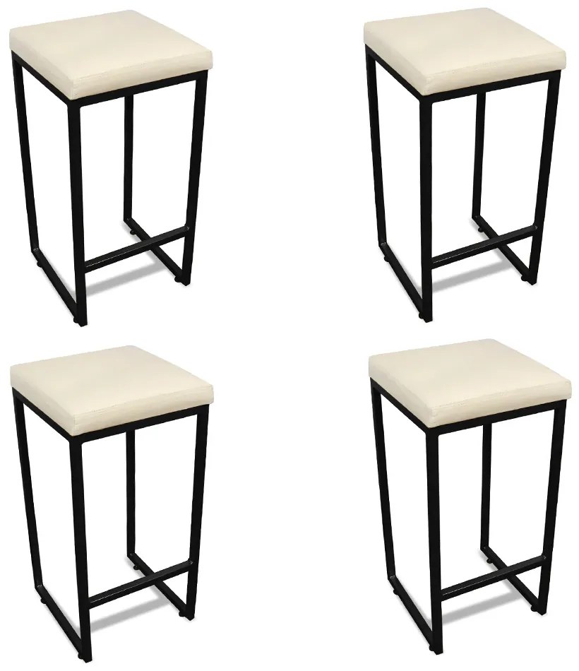 Banqueta Alta para Cozinha Industrial Kit 4 Nick Preto e Sintético D03 - D'Rossi - Bege