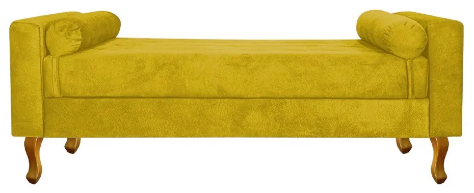 Recamier Félix King Size 195cm Suede Amarelo - ADJ Decor