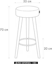 Banqueta Alta Estofada Pés Palito Kit 4 Hong Sintético Café S08 - Mpoz
