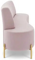 Sofá 2 Lugares 160cm Pés Aço Dourado Tamar Veludo Rosê Z08  - Mpozenat