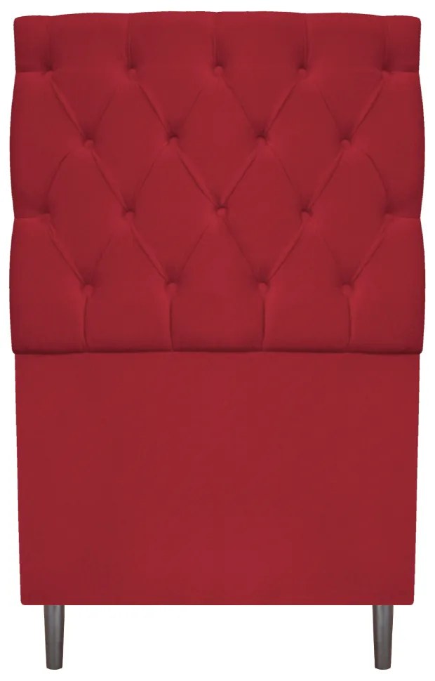 Kit Cabeceira e Calçadeira Liverpool 90 cm Solteiro Suede Vermelho - ADJ Decor