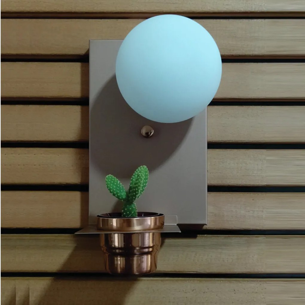 Arandela Nature Vertical Com Porta Mini Vaso 12X25Cm Globo Ø10Cm 01Xg9... (PRETO)