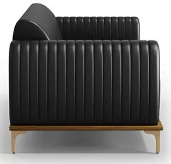 Sofá 150cm 2 Lugares Base Gold Molino D06 PU B-159 Preto - Mpozenato