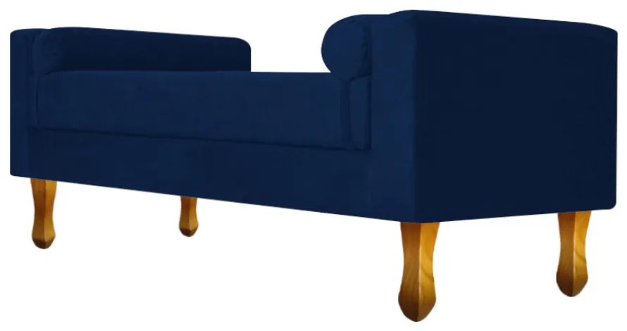 Recamier Félix Solteiro 120cm Suede Azul Marinho - ADJ Decor