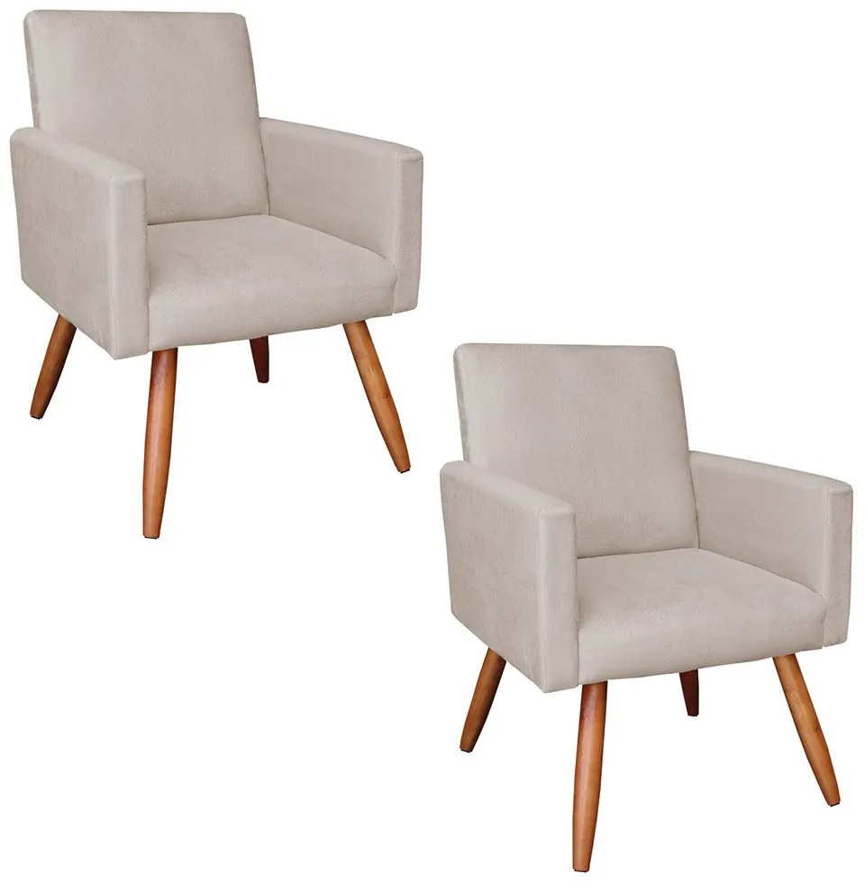 KIT 02 POLTRONAS LARISSA SUEDE BEGE PES