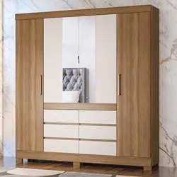 Guarda Roupa Casal 4 Portas 6 Gavetas Cadis D02 Amendola/Off White - M
