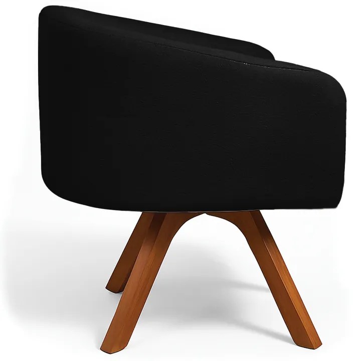 Poltrona Sala Base Giratória Madeira Arielle Bouclê Preto D03 - D'Rossi