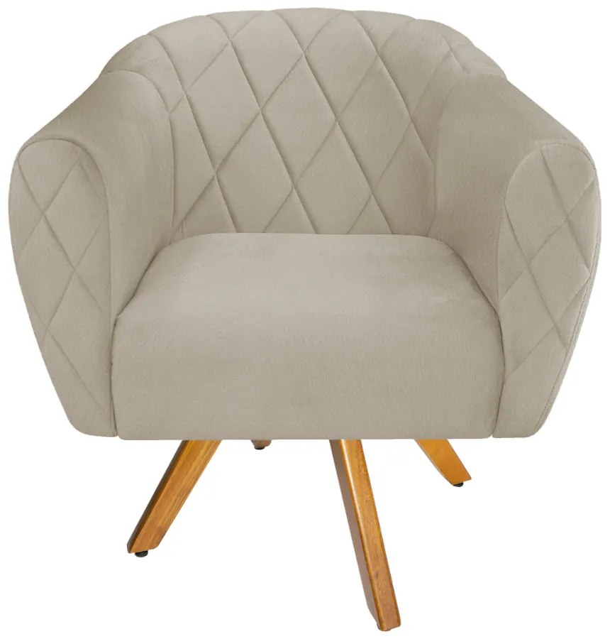 Kit 02 Poltronas Grazi Base Giratória de Madeira Suede - ADJ Decor