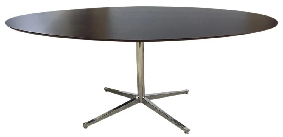 Mesa de Jantar FK2 Tampo Oval Laminado Coluna Central e Pés em Alumínio Design by Florence Knoll