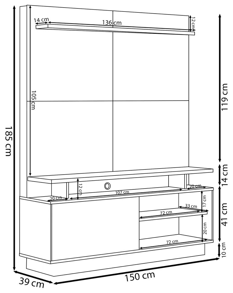 Home Decorativo Vicente MDF/MDP TV até 60 Polegadas Porta de Correr Jatobá/Off White G77 - Gran Belo