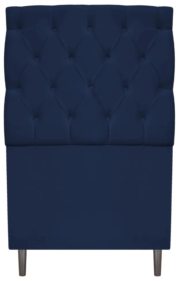 Kit Cabeceira e Calçadeira Liverpool 90 cm Solteiro Suede Azul Marinho - ADJ Decor