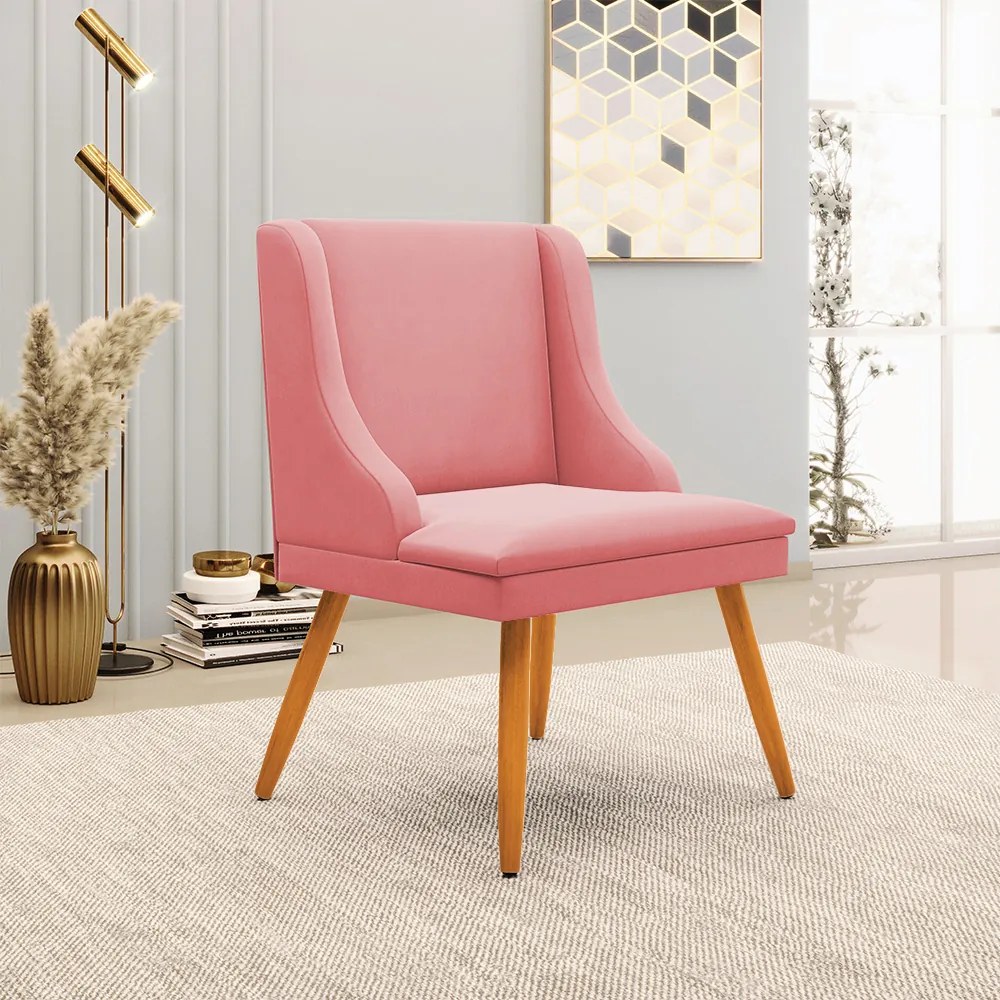 Kit 10 Cadeiras de Jantar Liz Suede Pes Palito Castanho D03 - D'Rossi - Rose