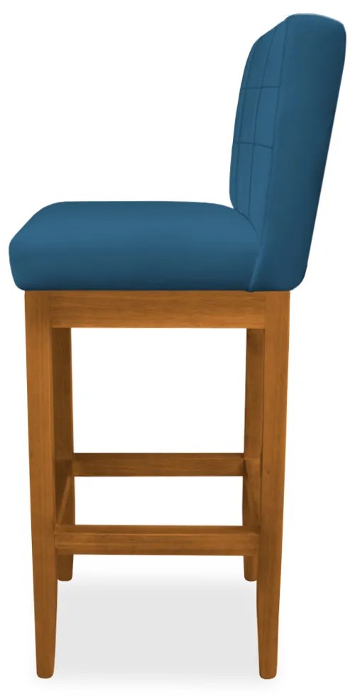 Kit 4 Banquetas Alta Sueli Base Madeira Maciça Estofada Suede Azul Marinho