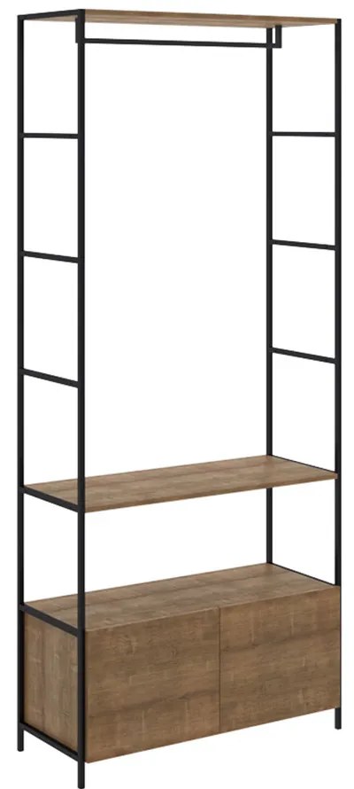 Módulo Para Guarda Roupa Steel Quadra com 02 Gavetas Estilo Industrial Vermont e Preto - D'Rossi