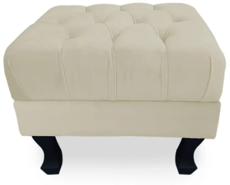 Puff Baú Decorativo Capitonê Luis XV 50x40cm Suede Bege - Sheep Estofados - Bege
