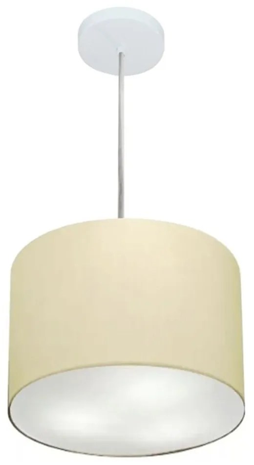 Lustre Pendente Cilíndrico Md-4210 Cúpula em Tecido 30x25cm Algodão Crú - Bivolt