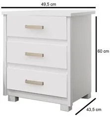 Mesa de Cabeceira 3 Gavetas Roma F08 Branco - Mpozenato