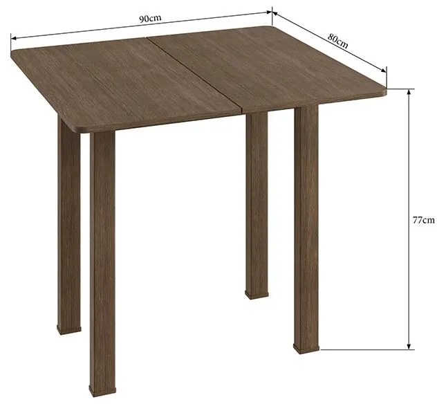 Conjunto Sala Jantar Mesa Dobrável Mdf 4 Banquetas Estofadas - Ameixa Negra/Preto