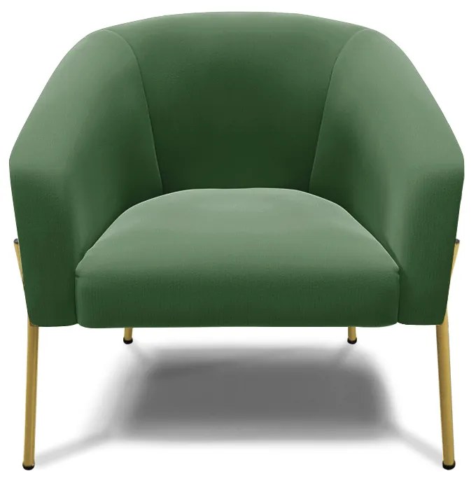 Poltrona Decorativa Pé de Ferro Dourado Kit 2 Stella Suede Verde D03 - D'Rossi
