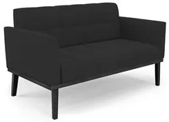 Sofá Namoradeira e 1 Poltrona Base Madeira Preto Ana Veludo Preto - Ib