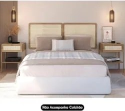 Cabeceira Casal e Queen Com 2 Mesas Laterais Arlo A10 Hanover/Dourado