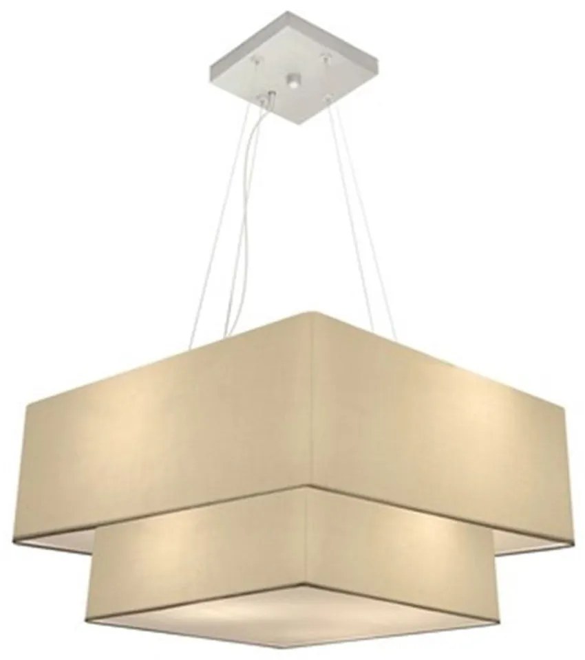 Lustre Pendente Duplo Quadrado Vivare Md-4066 Cúpula em Tecido 50x35cm - Bivolt