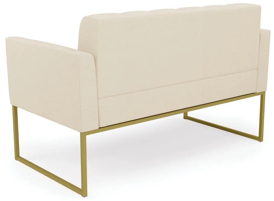 Sofá Namoradeira Elisa Linho Base Metálica Industrial Dourado - D'Rossi - A19 Bege