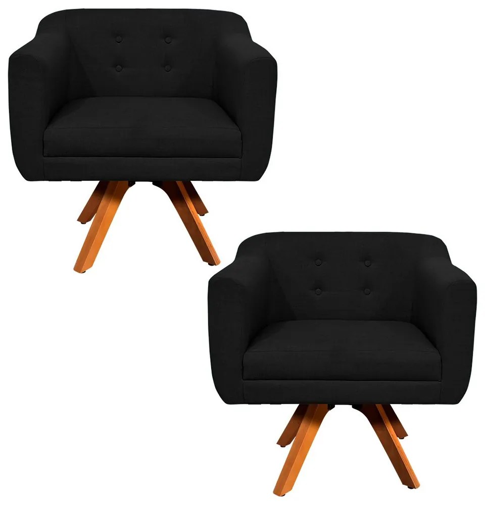 KIT 02 POLTRONAS GIRATORIA JULIA LINHO B - Preto A79