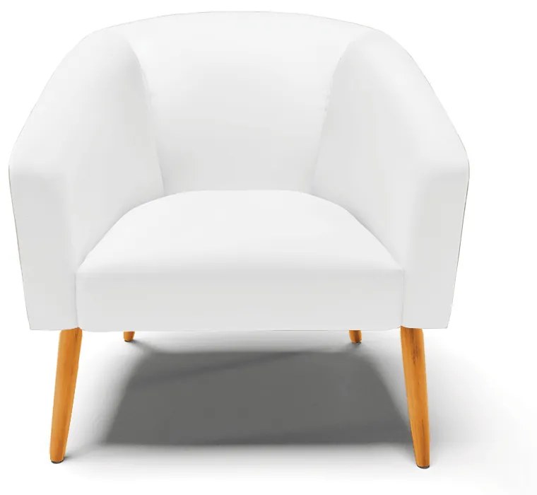 Poltrona Decorativa Pé Palito Castanho Stella Sintético Branco D03 - D'Rossi