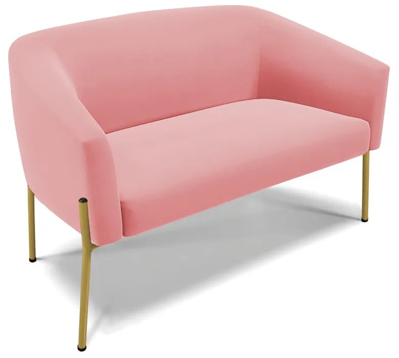 Namoradeira e 2 Poltronas Pé de Ferro Dourado Stella Suede D03 - D'Rossi - Rose