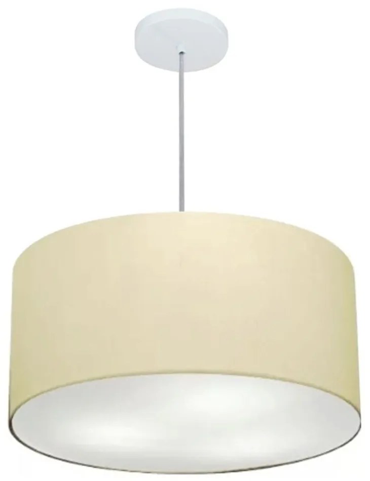 Lustre Pendente Cilíndrico Md-4243 Cúpula em Tecido 45x25cm Algodão Crú - Bivolt