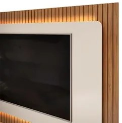 Painel Ripado para TV 70 Pol com Bancada Suspensa 210cm Trevis D04 Off