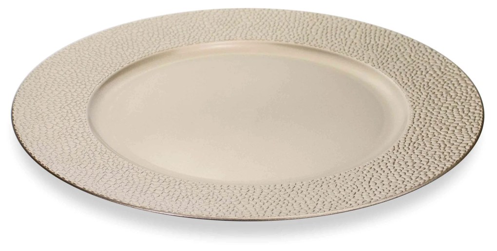 Sousplat Redondo Decorativo Natalino Champanhe 33x33x33 cm D'Rossi
